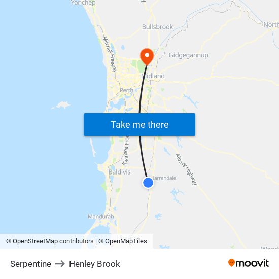 Serpentine to Henley Brook map