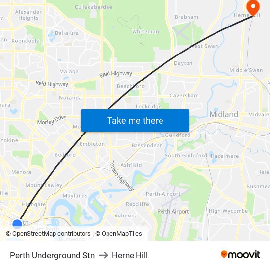 Perth Underground Stn to Herne Hill map