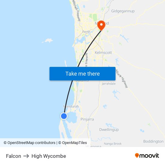 Falcon to High Wycombe map