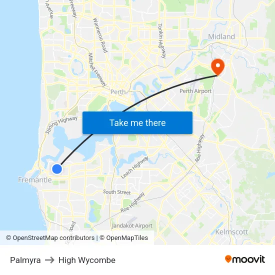 Palmyra to High Wycombe map