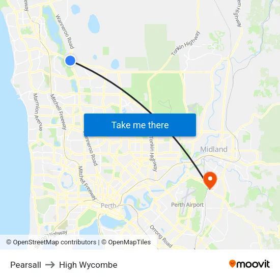 Pearsall to High Wycombe map
