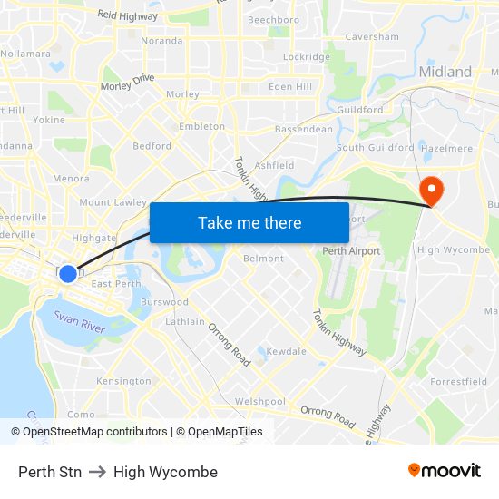 Perth Stn to High Wycombe map