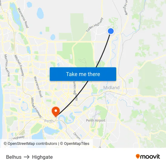 Belhus to Highgate map