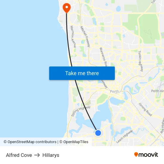 Alfred Cove to Hillarys map