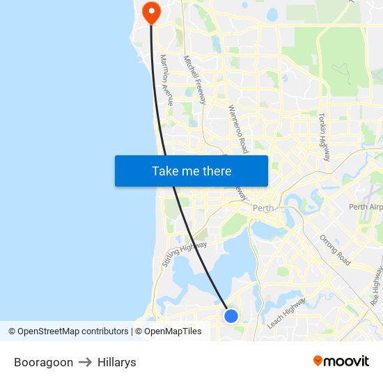 Booragoon to Hillarys map