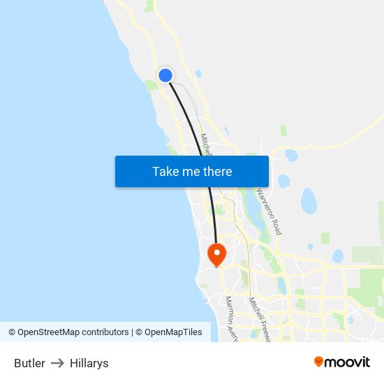 Butler to Hillarys map