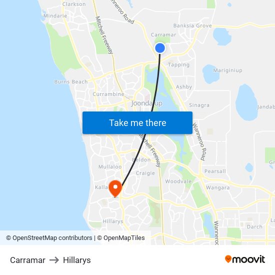 Carramar to Hillarys map