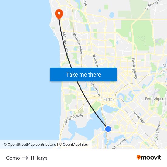 Como to Hillarys map