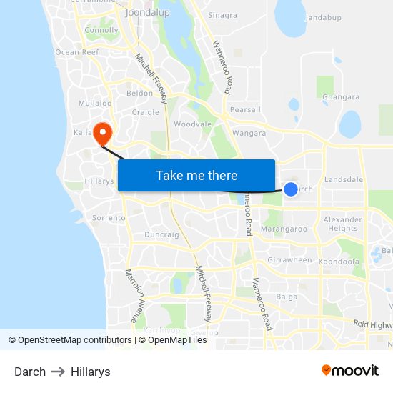 Darch to Hillarys map