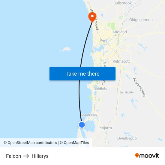 Falcon to Hillarys map