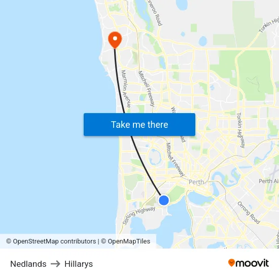Nedlands to Hillarys map