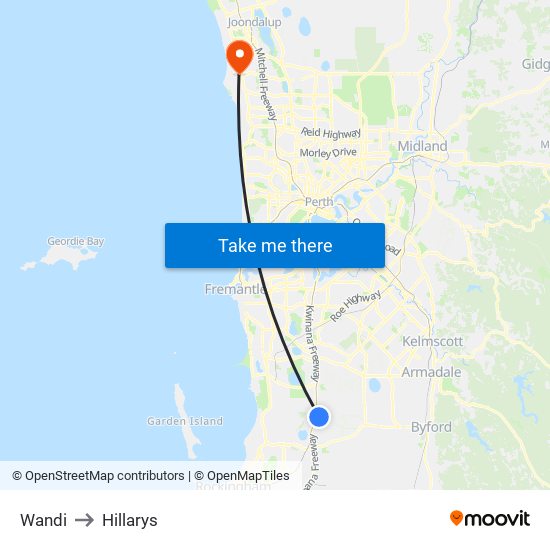 Wandi to Hillarys map