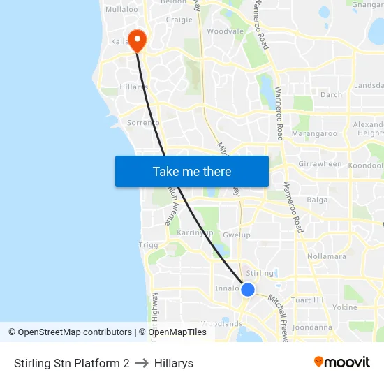 Stirling Stn Platform 2 to Hillarys map