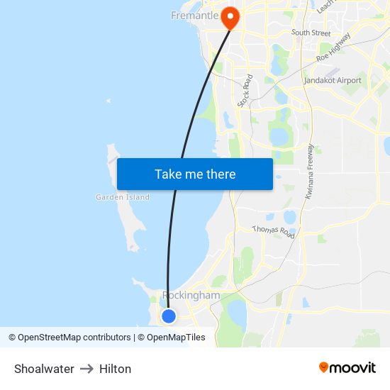 Shoalwater to Hilton map