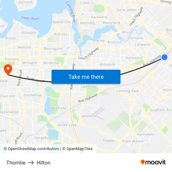 Thornlie to Hilton map