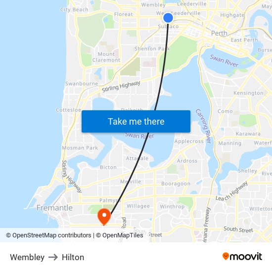 Wembley to Hilton map