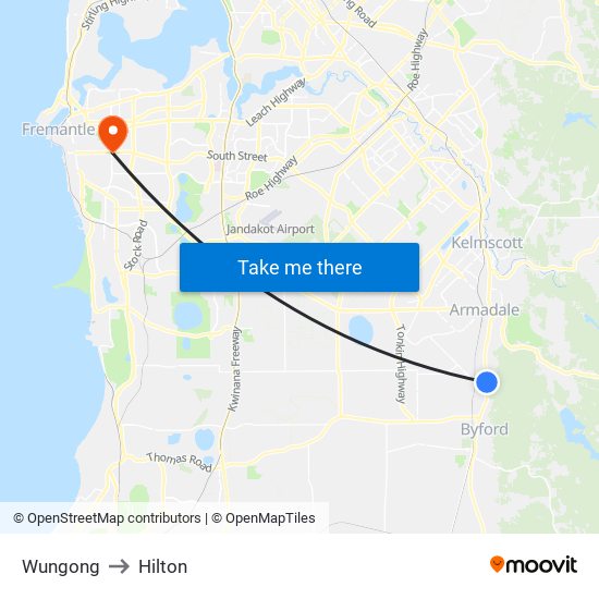 Wungong to Hilton map