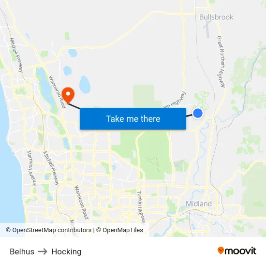 Belhus to Hocking map