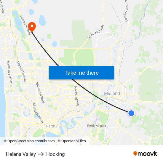 Helena Valley to Hocking map