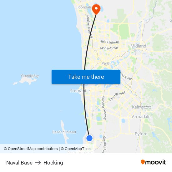 Naval Base to Hocking map