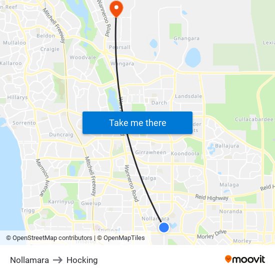 Nollamara to Hocking map