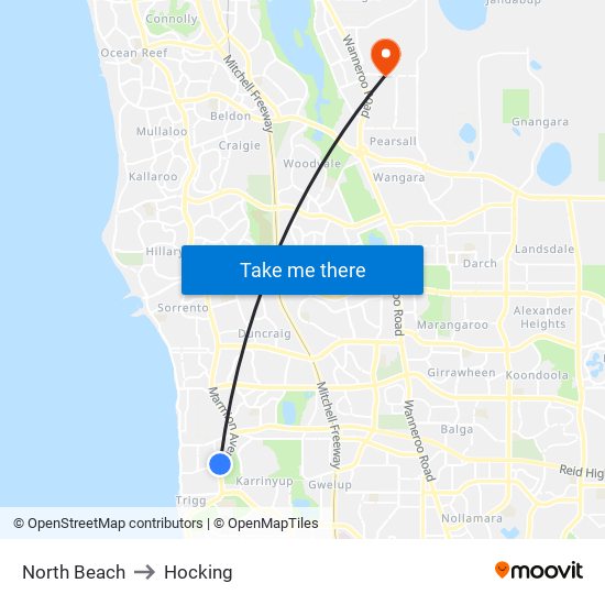 North Beach to Hocking map