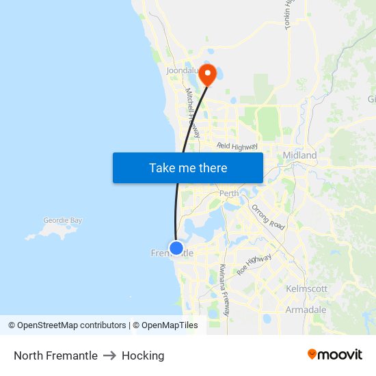 North Fremantle to Hocking map