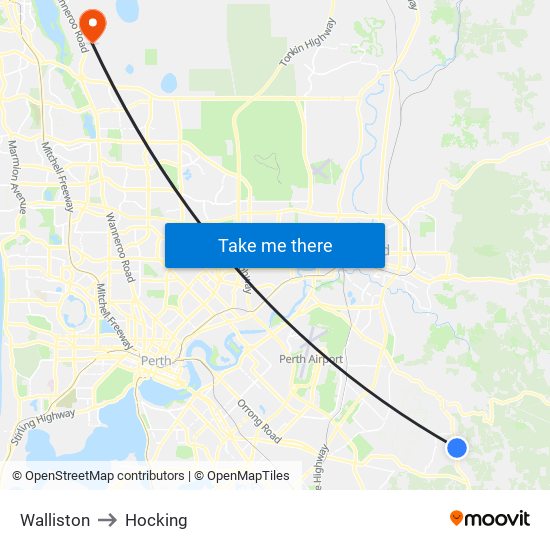 Walliston to Hocking map