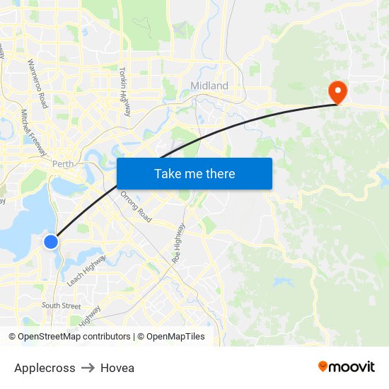 Applecross to Hovea map