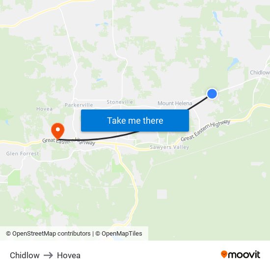 Chidlow to Hovea map