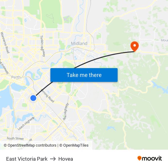 East Victoria Park to Hovea map