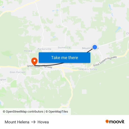 Mount Helena to Hovea map
