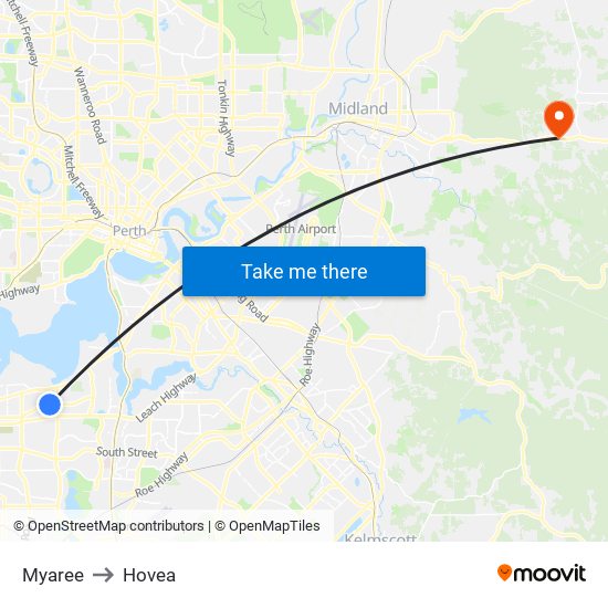 Myaree to Hovea map