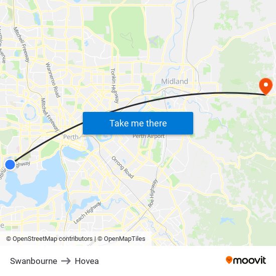 Swanbourne to Hovea map