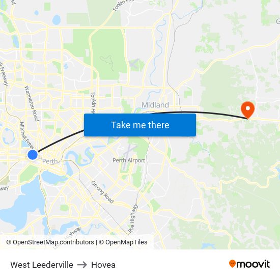 West Leederville to Hovea map
