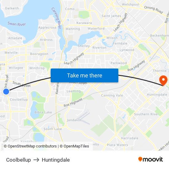 Coolbellup to Huntingdale map