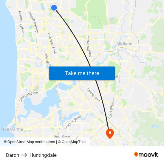 Darch to Huntingdale map