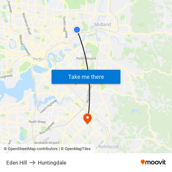 Eden Hill to Huntingdale map