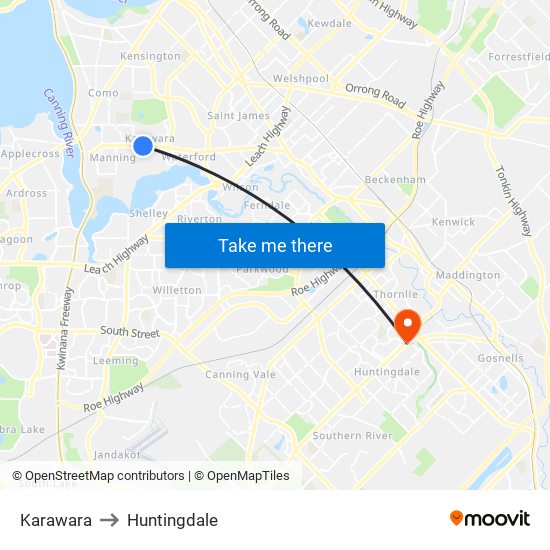 Karawara to Huntingdale map