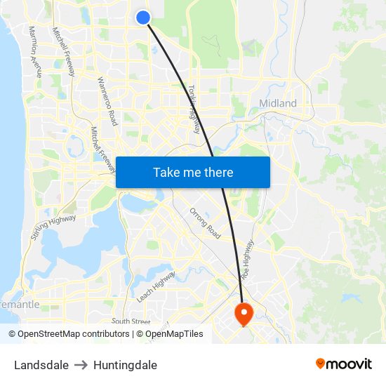 Landsdale to Huntingdale map