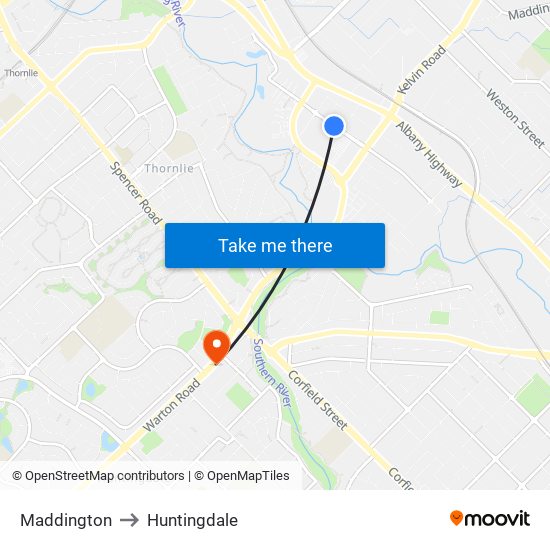 Maddington to Huntingdale map