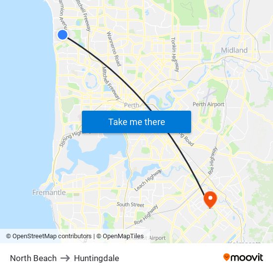 North Beach to Huntingdale map