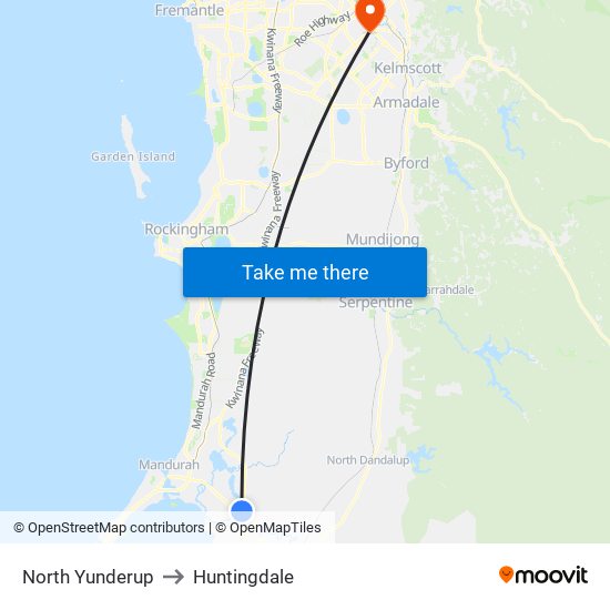 North Yunderup to Huntingdale map