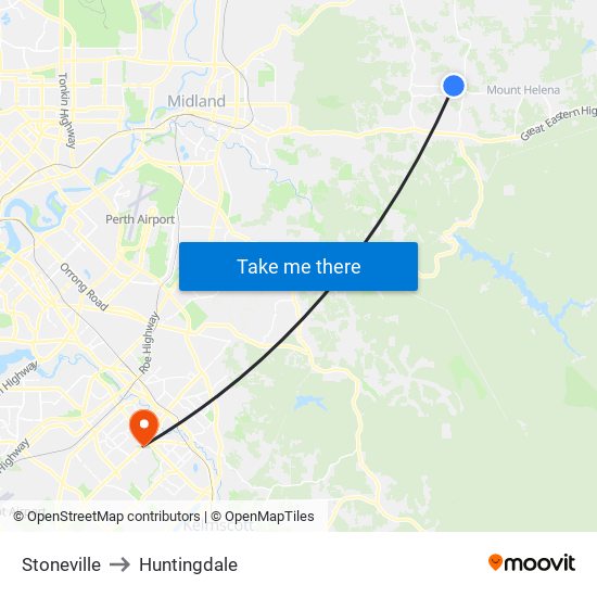 Stoneville to Huntingdale map