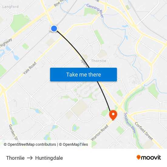 Thornlie to Huntingdale map