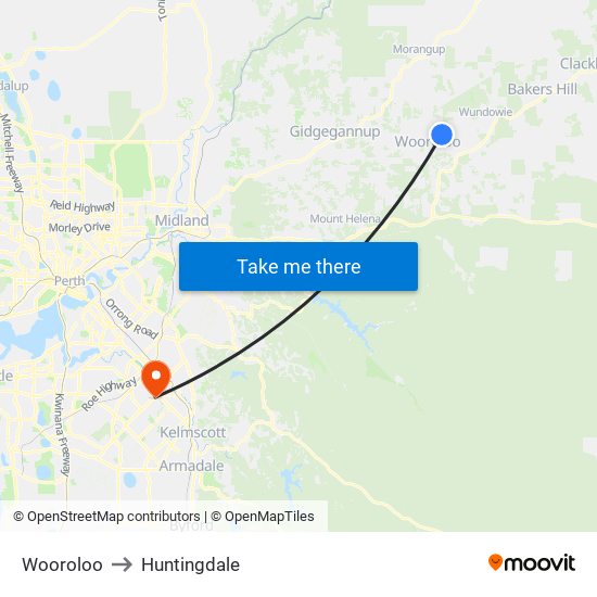 Wooroloo to Huntingdale map