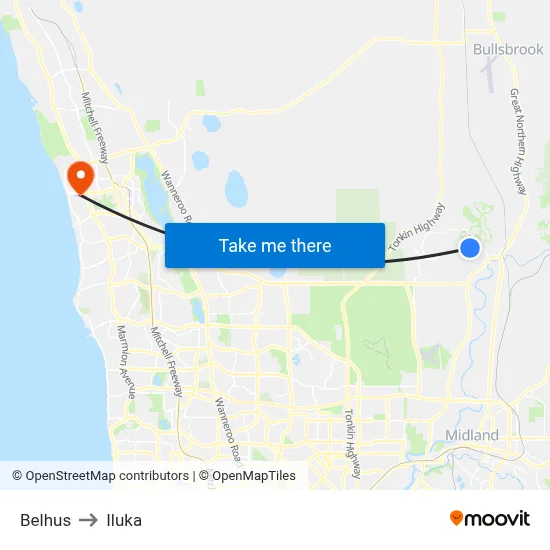 Belhus to Iluka map