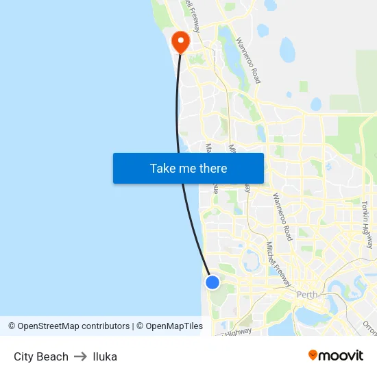 City Beach to Iluka map