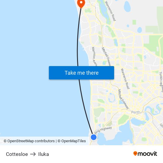 Cottesloe to Iluka map