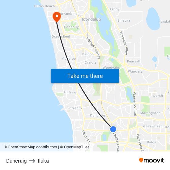 Duncraig to Iluka map